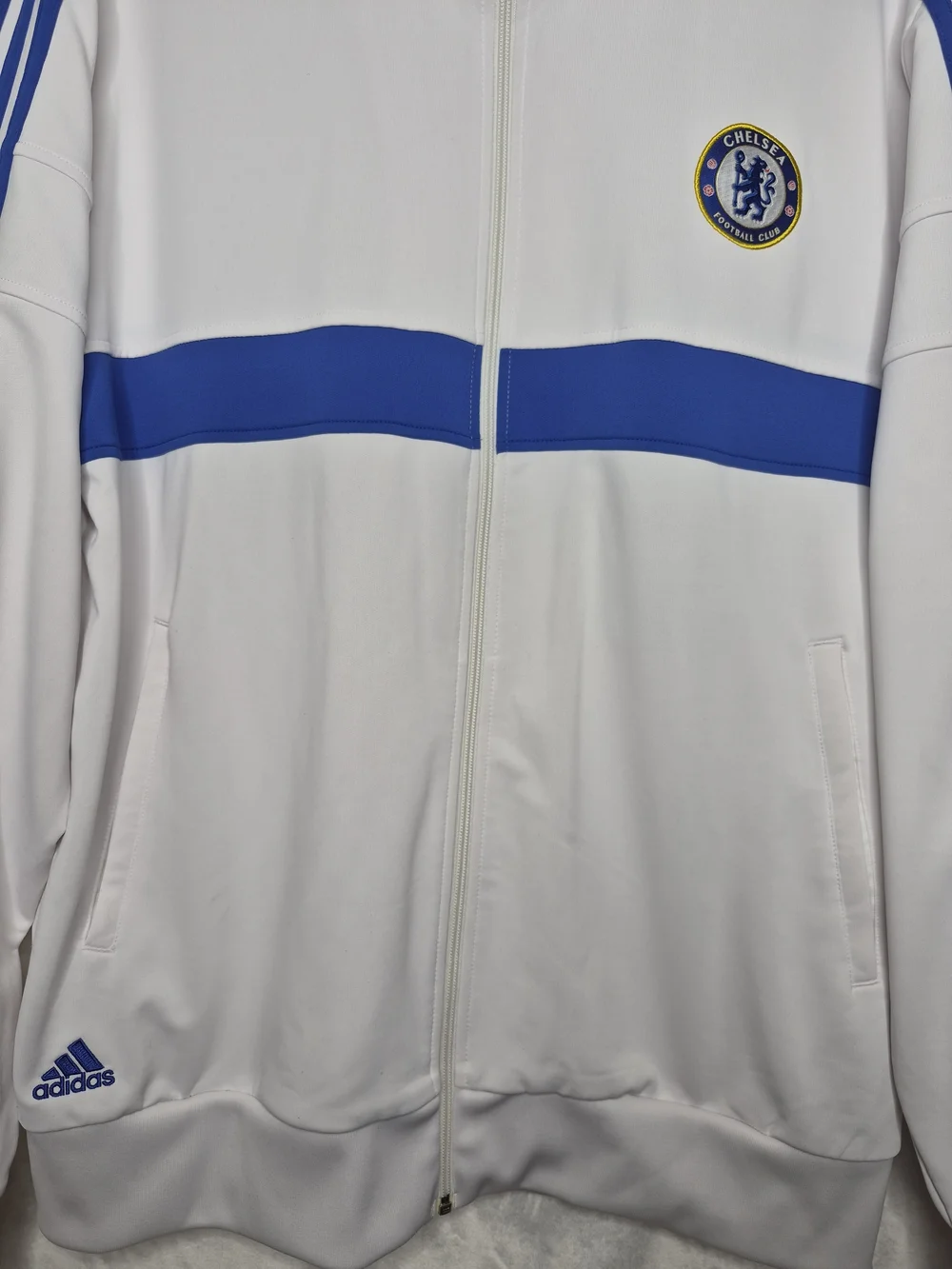 Vintage adidas Chelsea FC Full Zip Track Jacket White Blue Mens 2XL